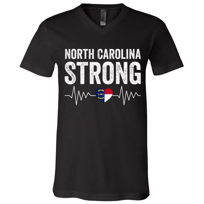 North Carolina Strong With Nc State And Love North Carolina V-Neck T-Shirt