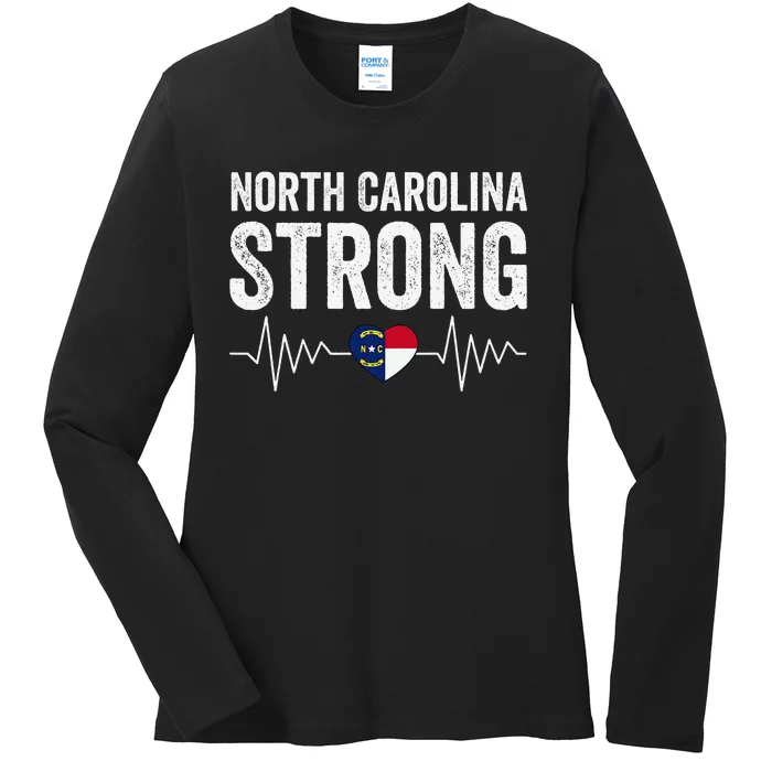 North Carolina Strong With Nc State And Love North Carolina Ladies Long Sleeve Shirt