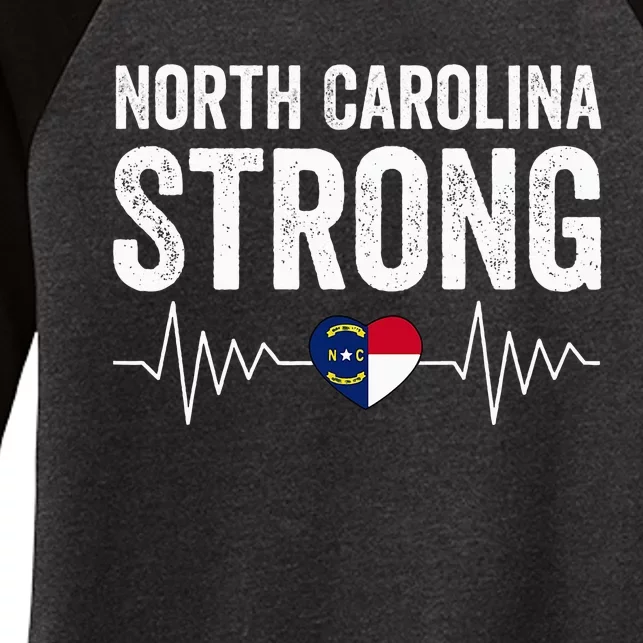 North Carolina Strong With Nc State And Love North Carolina Women's Tri-Blend 3/4-Sleeve Raglan Shirt