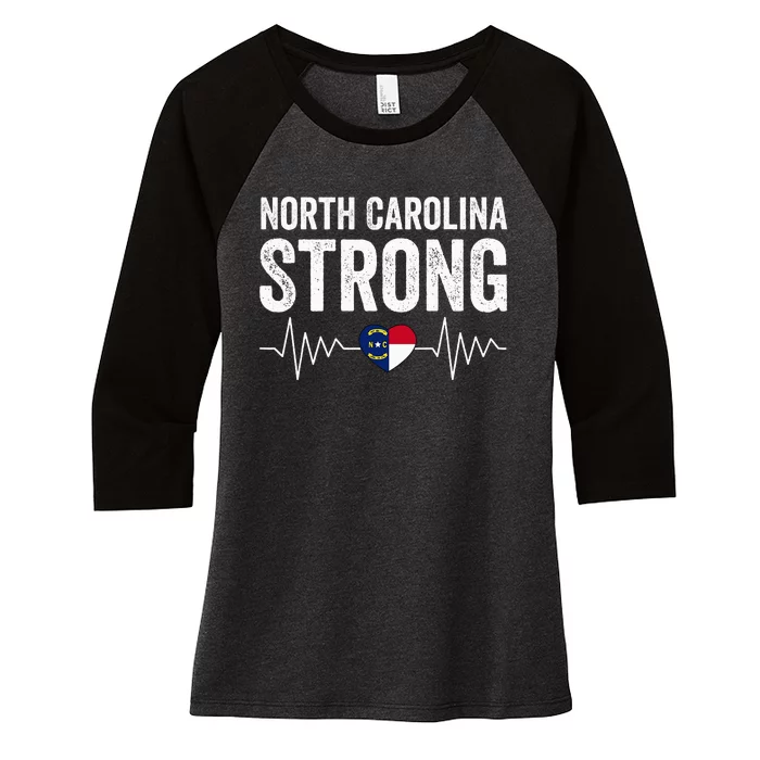 North Carolina Strong With Nc State And Love North Carolina Women's Tri-Blend 3/4-Sleeve Raglan Shirt