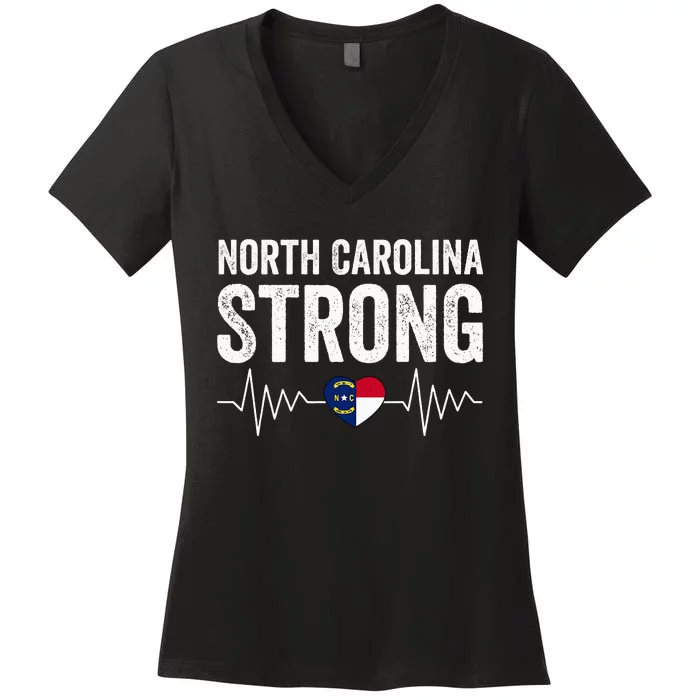 North Carolina Strong With Nc State And Love North Carolina Women's V-Neck T-Shirt