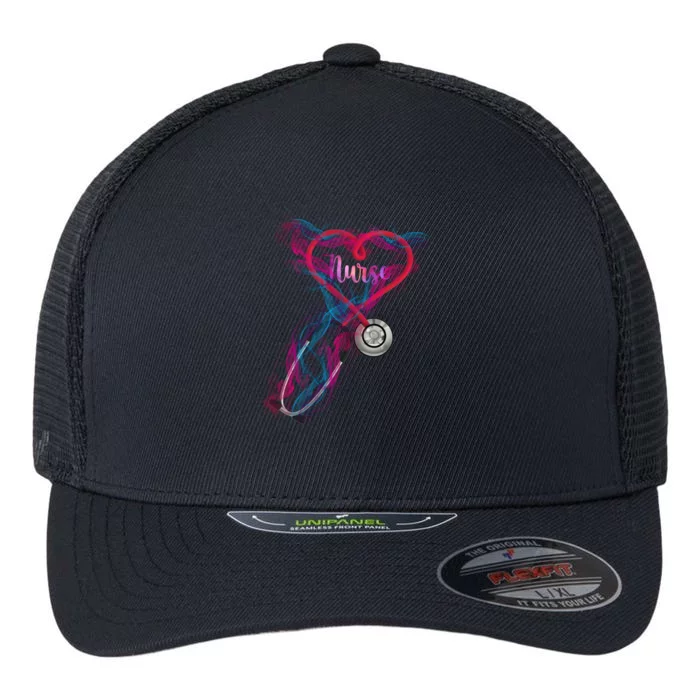 Nurse Colorful Stethoscope Heart Nurse Life Flexfit Unipanel Trucker Cap