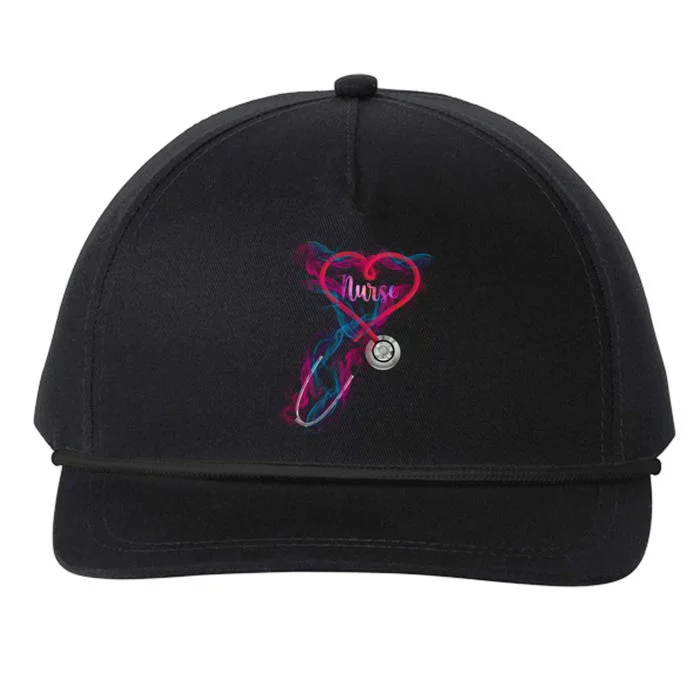 Nurse Colorful Stethoscope Heart Nurse Life Snapback Five-Panel Rope Hat