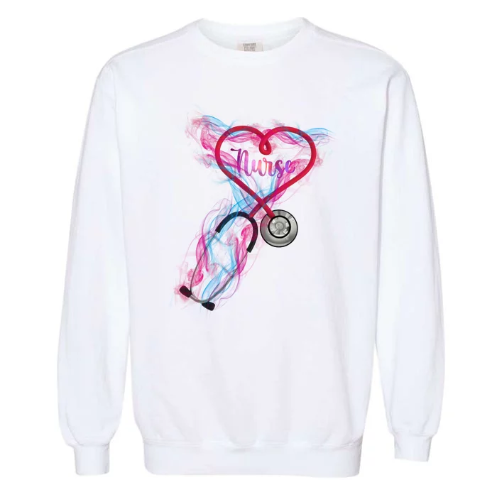 Nurse Colorful Stethoscope Heart Nurse Life Garment-Dyed Sweatshirt