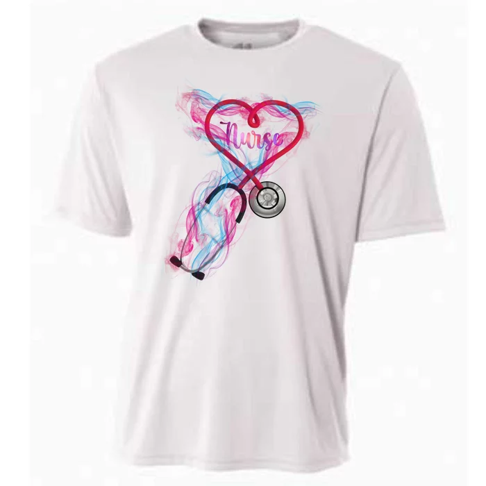 Nurse Colorful Stethoscope Heart Nurse Life Cooling Performance Crew T-Shirt