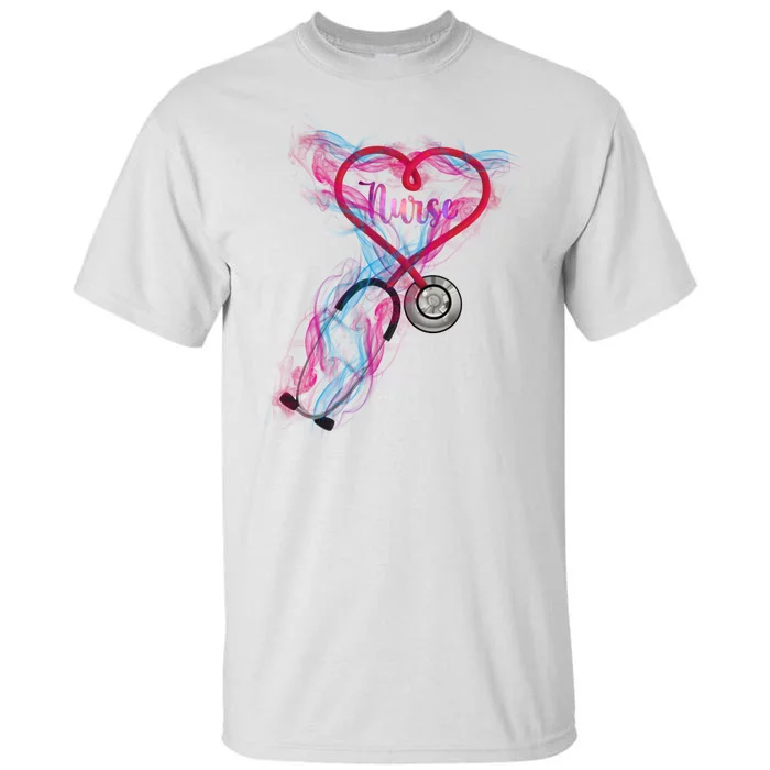 Nurse Colorful Stethoscope Heart Nurse Life Tall T-Shirt