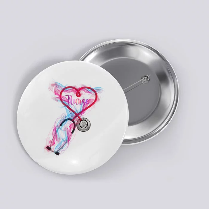 Nurse Colorful Stethoscope Heart Nurse Life Button