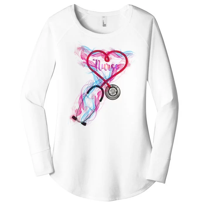 Nurse Colorful Stethoscope Heart Nurse Life Women's Perfect Tri Tunic Long Sleeve Shirt