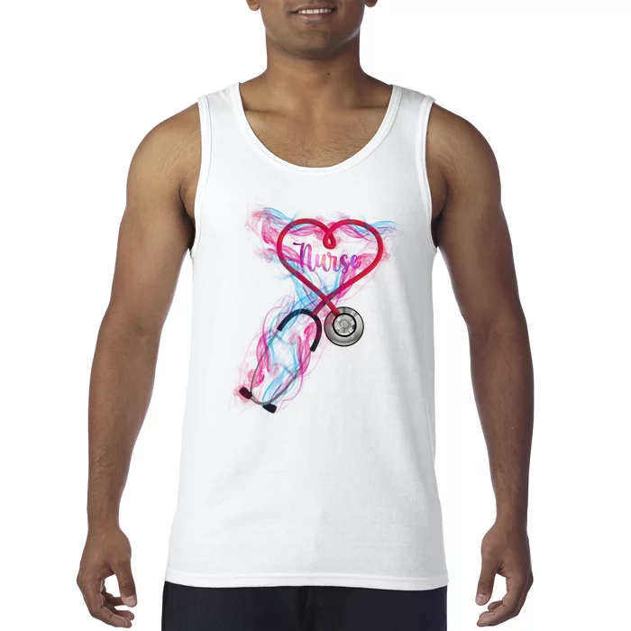 Nurse Colorful Stethoscope Heart Nurse Life Tank Top