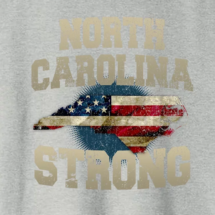 North Carolina Strong With Nc State And Usa Flag Overlay Women's Crop Top Tee