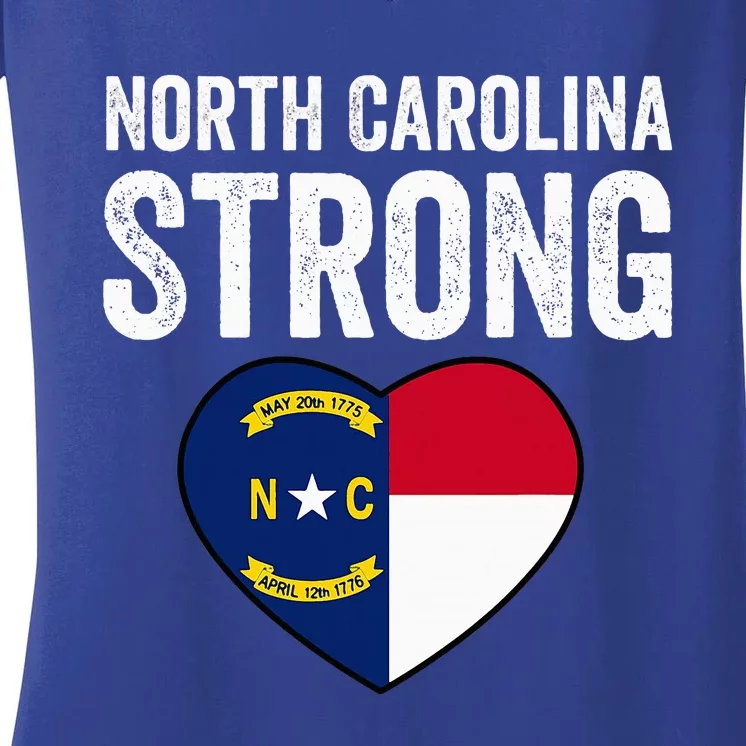 North Carolina Strong With Nc State And Love Women's V-Neck T-Shirt