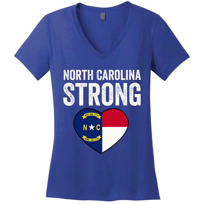 North Carolina Strong With Nc State And Love Women's V-Neck T-Shirt