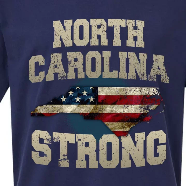 North Carolina Strong With Nc State And Usa Flag Overlay Sueded Cloud Jersey T-Shirt