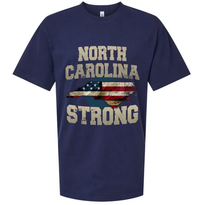 North Carolina Strong With Nc State And Usa Flag Overlay Sueded Cloud Jersey T-Shirt