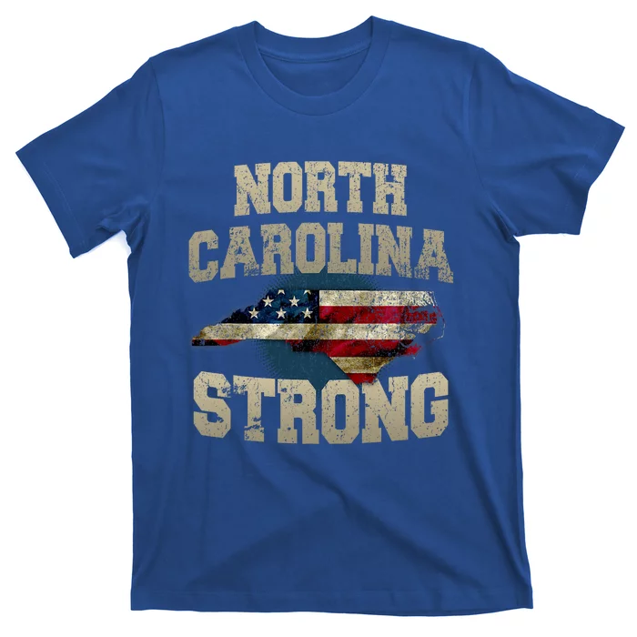 North Carolina Strong With Nc State And Usa Flag Overlay T-Shirt