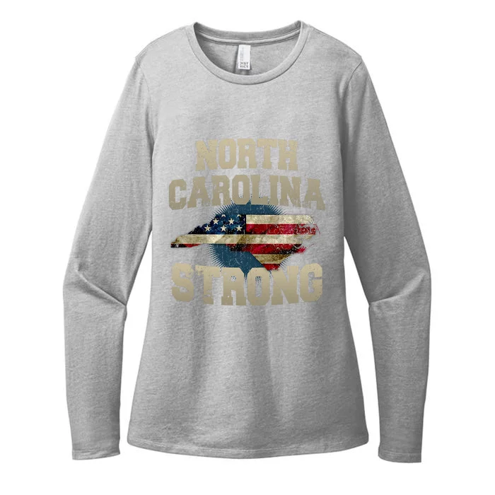 North Carolina Strong With Nc State And Usa Flag Overlay Womens CVC Long Sleeve Shirt