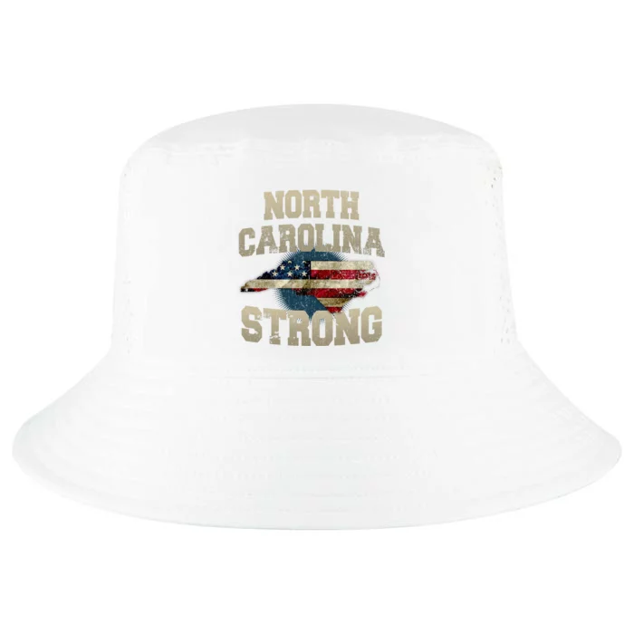 North Carolina Strong With Nc State And Usa Flag Overlay Cool Comfort Performance Bucket Hat