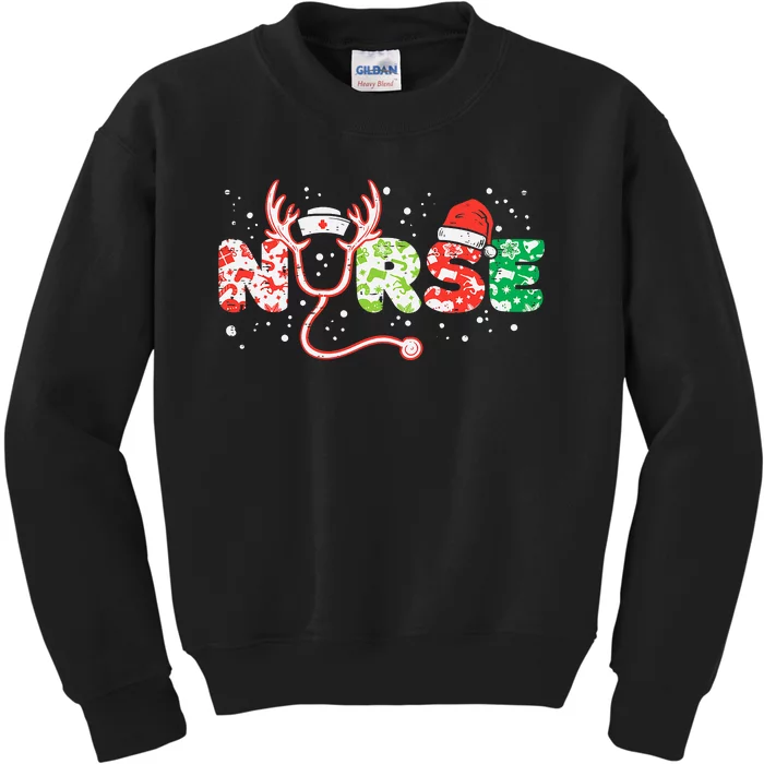 Nurse Christmas Stethoscope Nurses Xmas Scrub Kids Sweatshirt