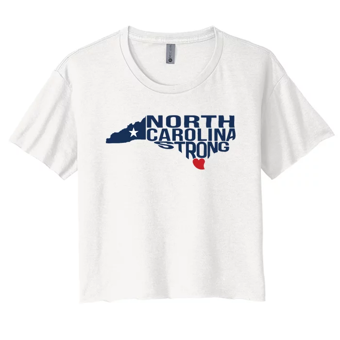 North Carolina Strong With Nc State And Love North Carolina Women's Crop Top Tee