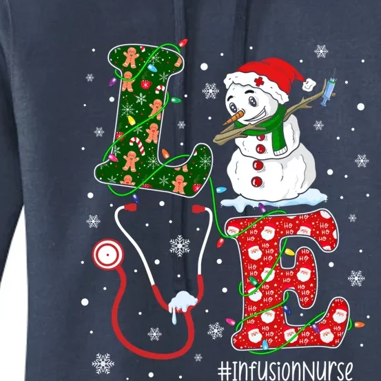 Nursing Christmas Santa Reindeer Love Infusion Nurse Life Gift Women's Pullover Hoodie