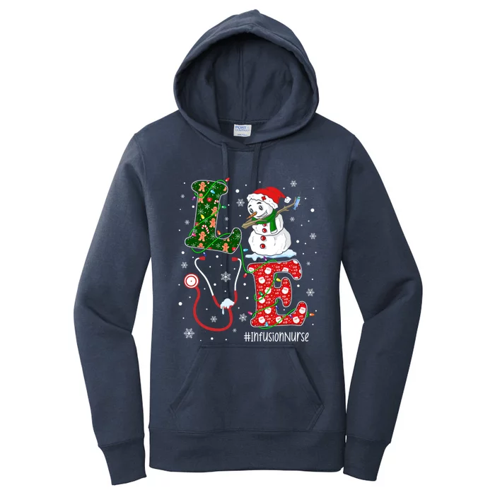 Nursing Christmas Santa Reindeer Love Infusion Nurse Life Gift Women's Pullover Hoodie