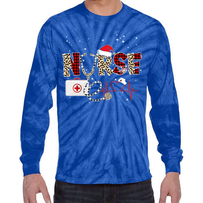 Nurse Christmas Stethoscope Nurses Xmas Tie-Dye Long Sleeve Shirt