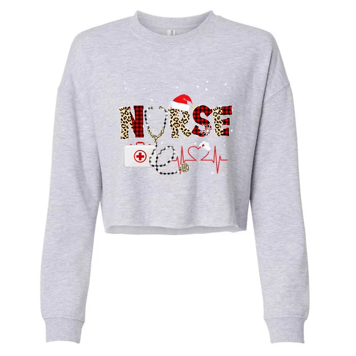 Nurse Christmas Stethoscope Nurses Xmas Cropped Pullover Crew