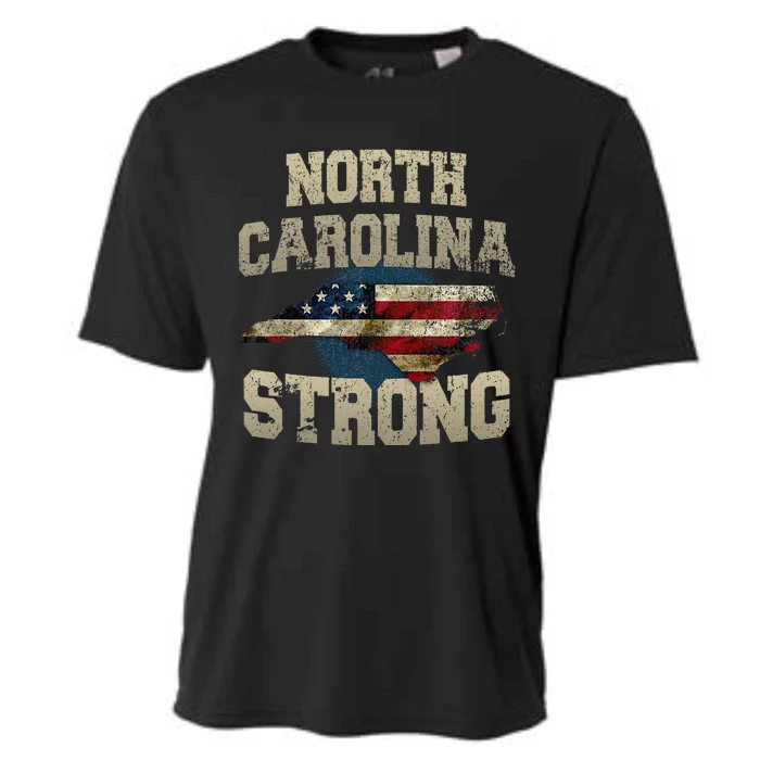 North Carolina Strong With Nc State And Usa Flag Overlay Cooling Performance Crew T-Shirt