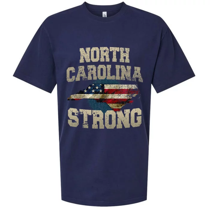 North Carolina Strong With Nc State And Usa Flag Overlay Sueded Cloud Jersey T-Shirt