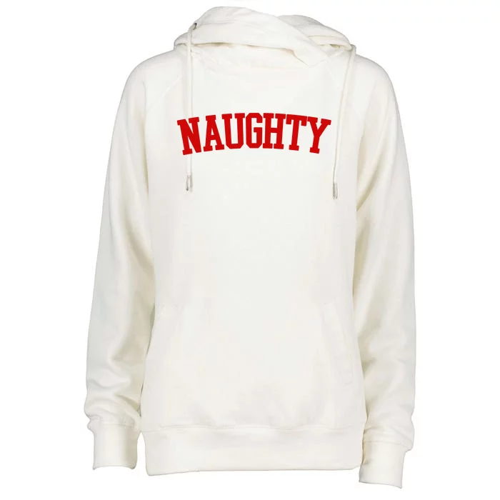 Naughty Christmas Santa Womens Funnel Neck Pullover Hood