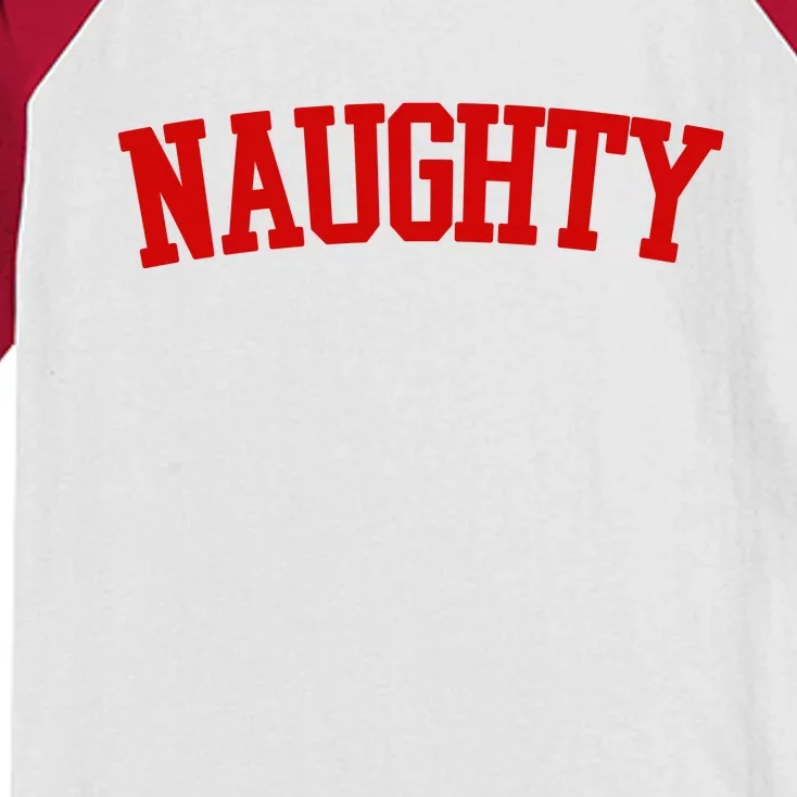 Naughty Christmas Santa Kids Colorblock Raglan Jersey