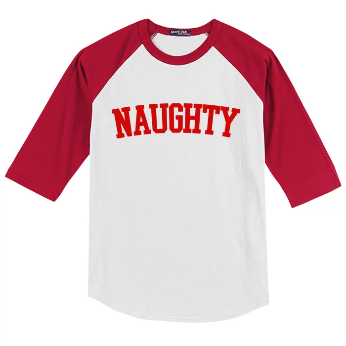 Naughty Christmas Santa Kids Colorblock Raglan Jersey