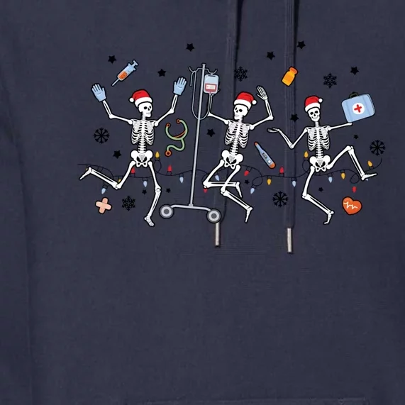 Nurse Christmas Skeleton Dancing Skeleton Skull Nurses Xmas Gift Premium Hoodie