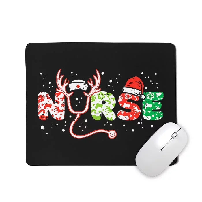 Nurse Christmas Stethoscope Nurses Xmas Scrub Top Mousepad