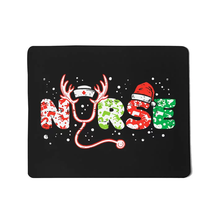 Nurse Christmas Stethoscope Nurses Xmas Scrub Top Mousepad