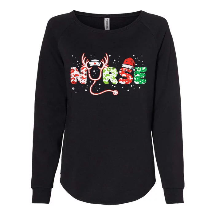 Nurse Christmas Stethoscope Nurses Xmas Scrub Top Womens California Wash Sweatshirt