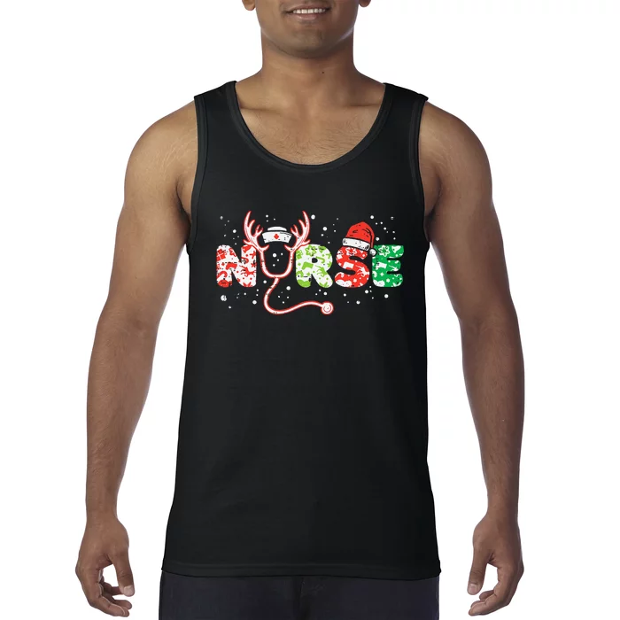 Nurse Christmas Stethoscope Nurses Xmas Scrub Top Tank Top