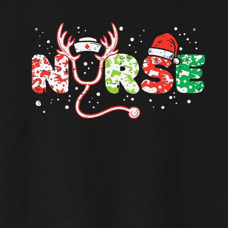 Nurse Christmas Stethoscope Nurses Xmas Scrub Top Women's Crop Top Tee