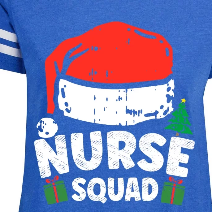 Nurse Christmas Santa Hat Stethoscope Nurse Squad Christmas Gift Enza Ladies Jersey Football T-Shirt