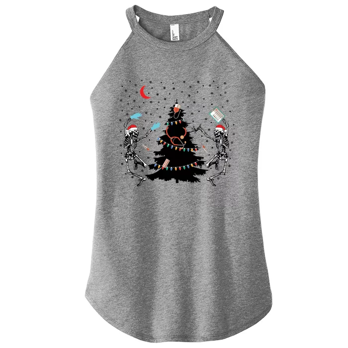 Nurse Christmas Skeleton Dancing Skeleton Xmas Light Cute Gift Women’s Perfect Tri Rocker Tank