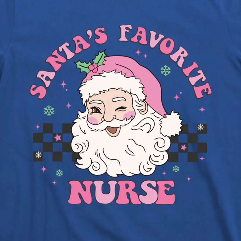 Nurse Christmas SantaS Favorite Nurse Pink Christmas Funny Gift T-Shirt