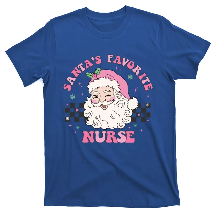 Nurse Christmas SantaS Favorite Nurse Pink Christmas Funny Gift T-Shirt