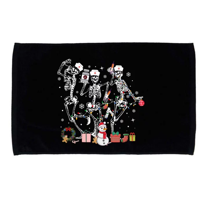 Nurse Christmas Skeleton Dancing Skeleton Xmas Light Gift Microfiber Hand Towel