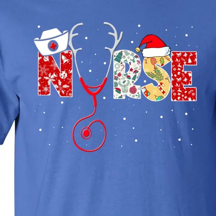 Nurse Christmas Stethoscope Nursing Xmas Scrub Top Gift Tall T-Shirt