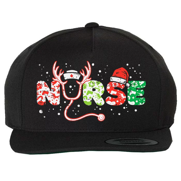 Nurse Christmas Stethoscope Nurses Xmas Scrub Top Wool Snapback Cap