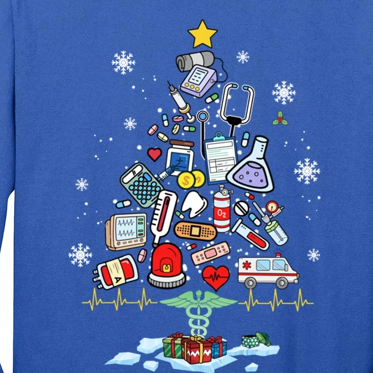 Nurse Christmas Tree Stethoscope Rn Lpn Scrub Nursing Xmas Meaningful Gift Long Sleeve Shirt