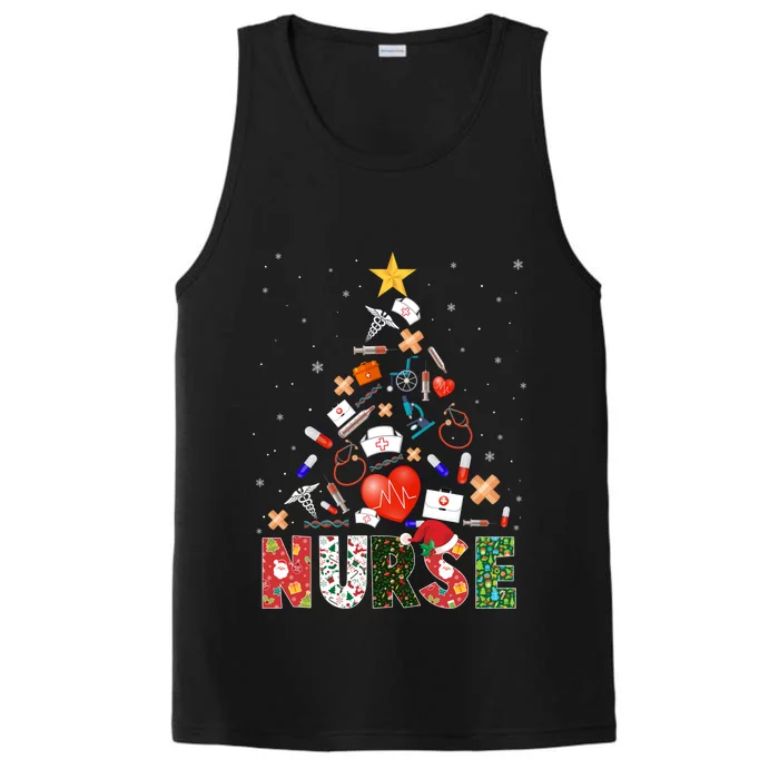 Nurse Christmas Tree Stethoscope Rn Lpn Scrub Nursing Xmas Gift Performance Tank