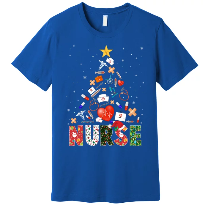 Nurse Christmas Tree Stethoscope Rn Lpn Scrub Nursing Xmas Gift Premium T-Shirt