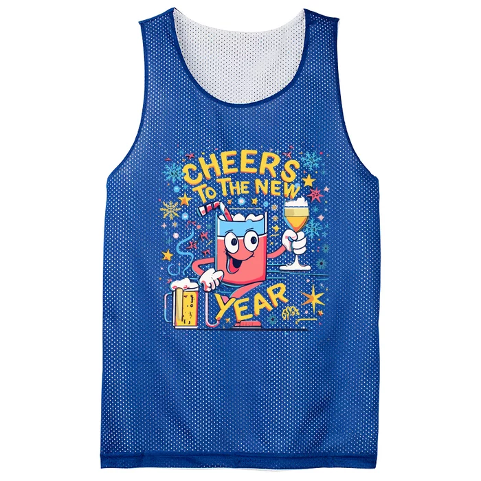 Nye Cheers To The New Year Happy Winter Holiday 2024 Great Gift Mesh Reversible Basketball Jersey Tank