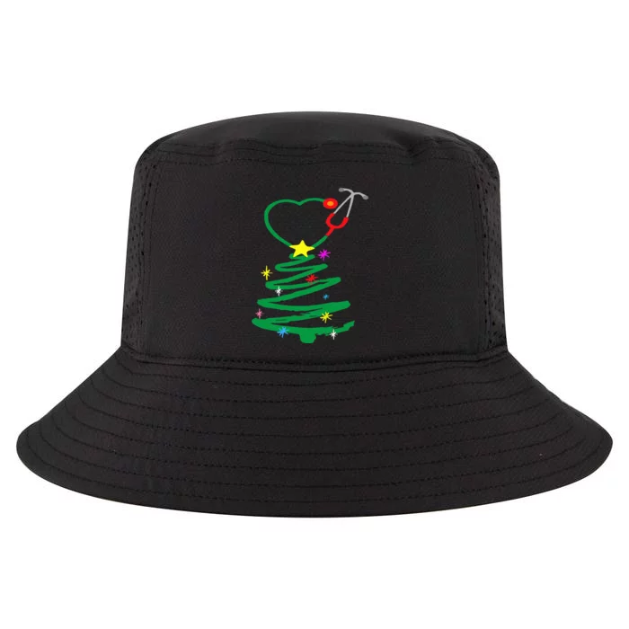 Nurse Christmas Tree Stethoscope Nurses Xmas Scrub First Aid Cool Comfort Performance Bucket Hat